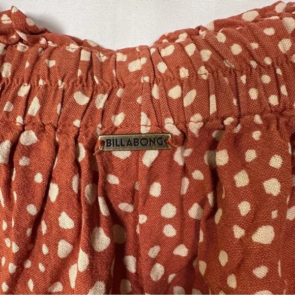 Billabong “Flirt For It” Paperbag Shorts — XL — Henna Rust Dots, Tie-Front - Picture 6 of 15